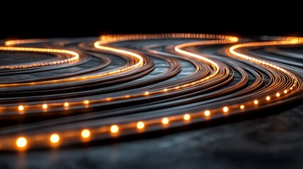 Fototapeta premium Glowing Wires Illuminate Data Pathways in Abstract Technology Display