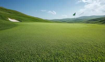 Hang Glider Soaring Over Lush Green Field Under Blue Sky