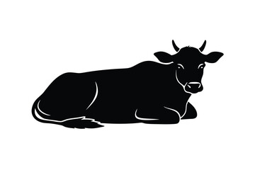 Silhouette of cow vector illustration.
