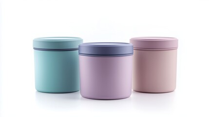Pastel food jars set. Stylish containers matte finish. AI generated