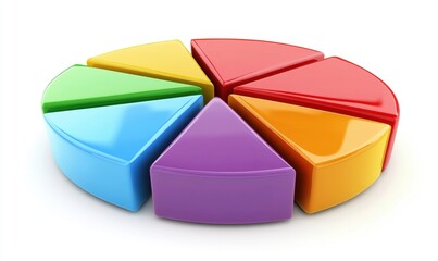 Obraz premium 3D colorful pie chart on white for business reports and presentations