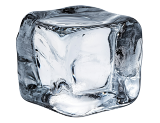 A cube of ice isolated on a transparent background, PNG cut-out	