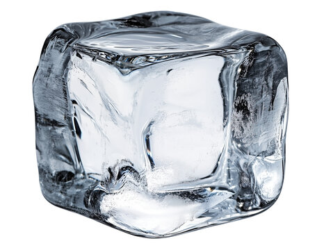 A cube of ice isolated on a transparent background, PNG cut-out	