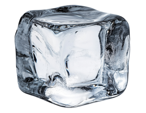 A cube of ice isolated on a transparent background, PNG cut-out	