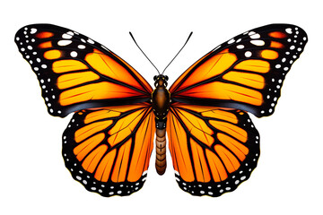 Fototapeta premium A vibrant orange and black monarch butterfly displaying its wings in full splendor.