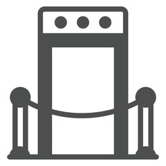 Entrance metal detector solid icon, exhibition concept. Vector graphics. Door with tape barrier sign on white background, glyph style icon for mobile or web design.