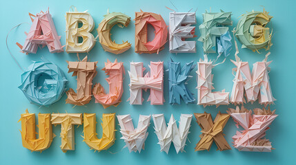 Paper folding origami style alphabet design