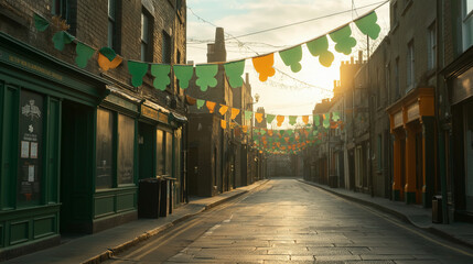Fototapeta premium Vibrant St. Patrick's Day Celebrations: Shamrocks, Green Beer, and Irish Spirit