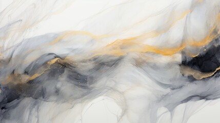 Naklejka premium Captivating fluid art painting featuring shimmering gold, gray and white shades