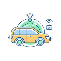 Self-driving car icon, symbolizing technology, innovation, and the future of transport