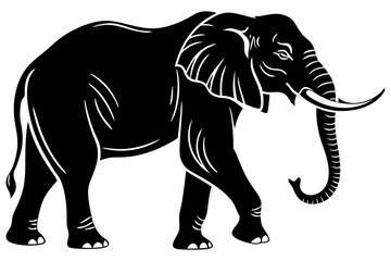Black Silhouette of an Elephant Walking - Vector Illustration for Logos, Stickers, and Designs