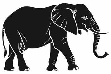 Black Silhouette of an Elephant Walking - Vector Illustration for Logos, Stickers, and Designs
