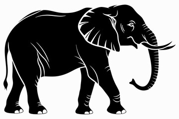 Black Silhouette of an Elephant Walking - Vector Illustration for Logos, Stickers, and Designs