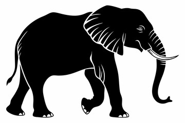 Black Silhouette of an Elephant Walking - Vector Illustration for Logos, Stickers, and Designs
