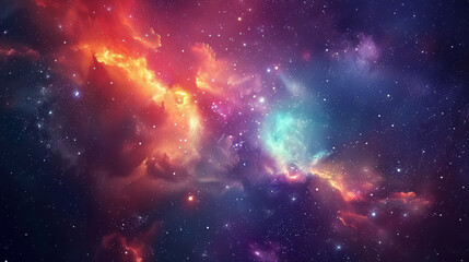 Fototapeta premium Colorful space galaxy cloud nebula. Starry night cosmos scene. An astronomical background wallpaper depicting the universe and a supernova.