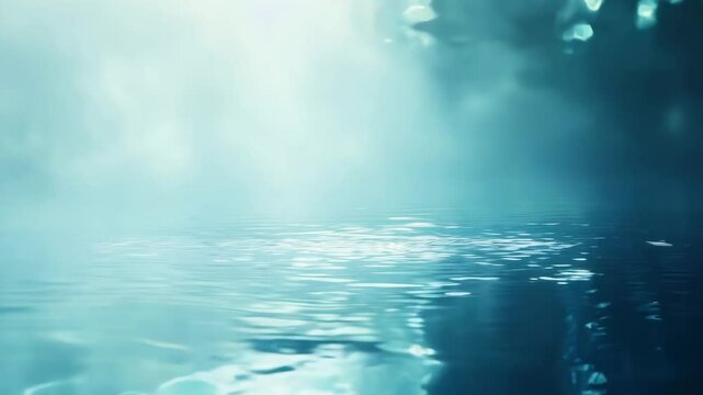 Tranquil water reflection under soft sunlight, relaxation concept