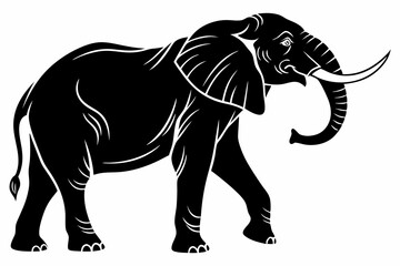 Black Silhouette of an Elephant Walking - Vector Illustration for Logos, Stickers, and Designs