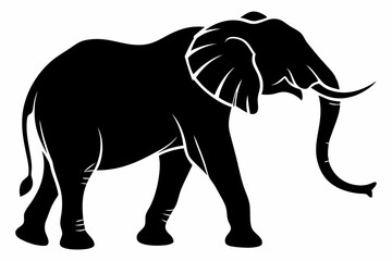 Black Silhouette of an Elephant Walking - Vector Illustration for Logos, Stickers, and Designs