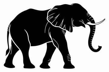 Black Silhouette of an Elephant Walking - Vector Illustration for Logos, Stickers, and Designs