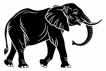 Black Silhouette of an Elephant Walking - Vector Illustration for Logos, Stickers, and Designs