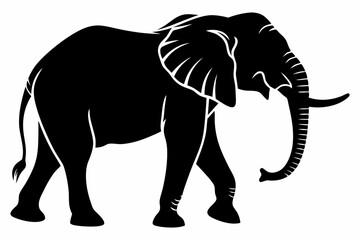 Black Silhouette of an Elephant Walking - Vector Illustration for Logos, Stickers, and Designs