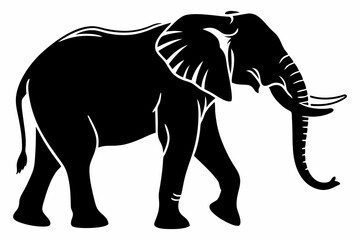 Black Silhouette of an Elephant Walking - Vector Illustration for Logos, Stickers, and Designs