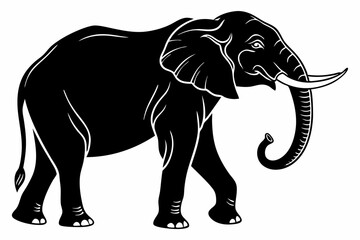 Black Silhouette of an Elephant Walking - Vector Illustration for Logos, Stickers, and Designs