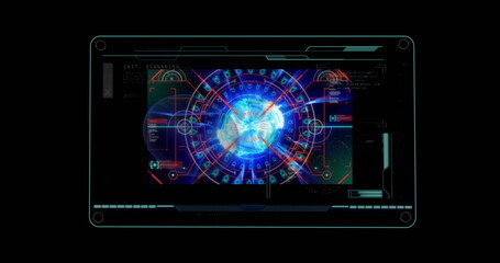 Image of digital data processing over screens