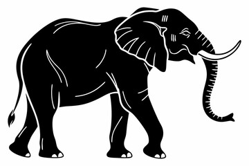 Black Silhouette of an Elephant Walking - Vector Illustration for Logos, Stickers, and Designs