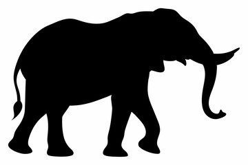 Black Silhouette of an Elephant Walking - Vector Illustration for Logos, Stickers, and Designs