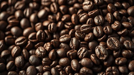 Fototapeta premium Roasted Coffee Beans Closeup Texture Background Image