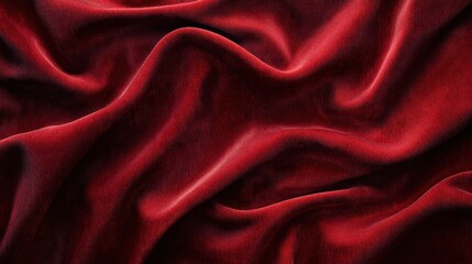 Obraz premium Dark Red Velvet Fabric Texture Background Luxurious Draped Waves and Folds