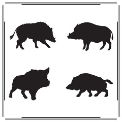 Wild Boar silhouette, Wild Boar illustration , Wild Boar clipart, Wild Boar vector , Wild Boar icon , black Wild Boar ,Wild Boar illustration on white background, Wild Boar vector illustration , 			