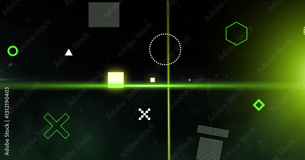 Aufkleber image of markers and digital data processing over black background