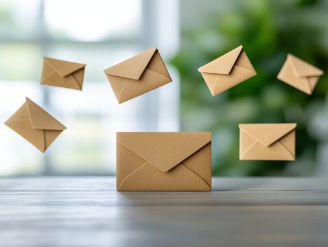 Bunch of brown envelopes used in corporate email security drills for training and awareness among employees