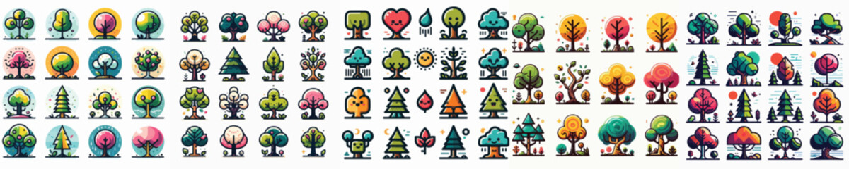 Vector set of tree illustrations.