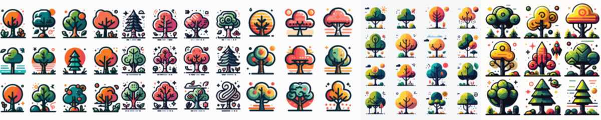 Vector set of tree illustrations.
