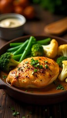 roasted chicken breast with potatoes