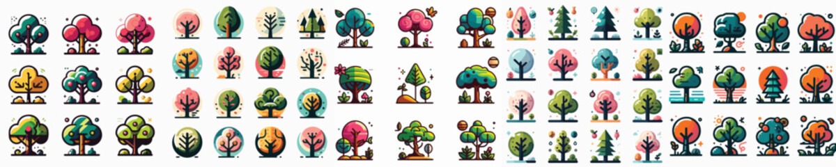 Vector set of tree illustrations.