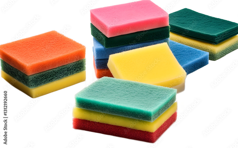 Aufkleber a set of scouring pads for cleaning greasy surfaces, isolated on a empty plain background