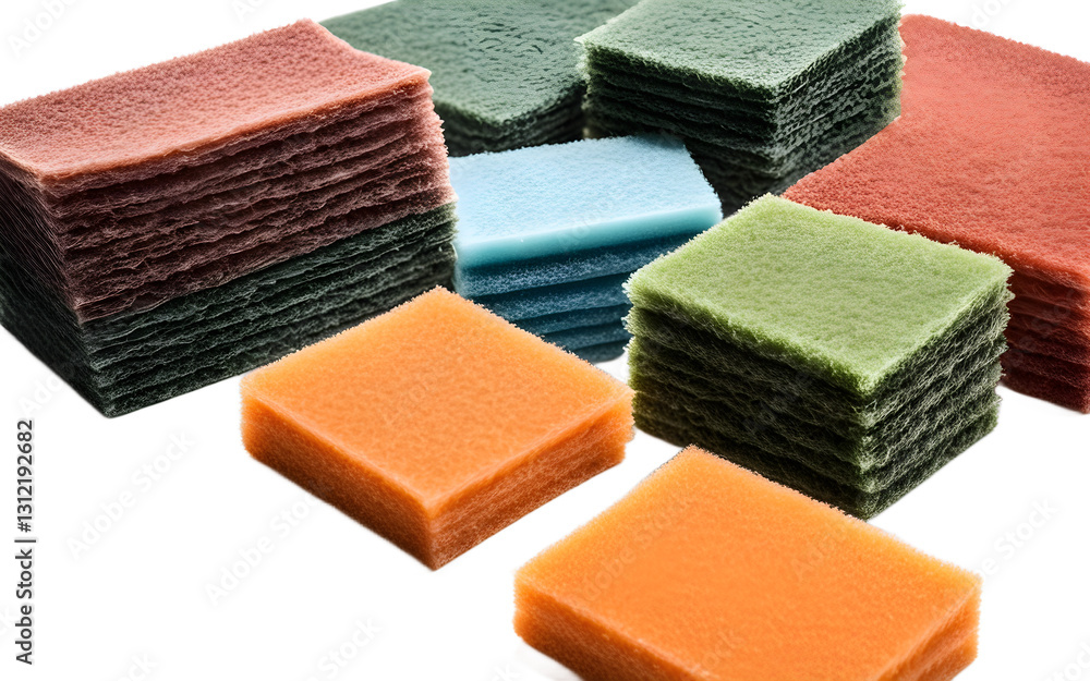 Aufkleber a set of scouring pads for cleaning greasy surfaces, isolated on a empty plain background