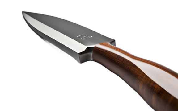 A sharp woodworking chisel with a beveled edge, isolated on a empty plain background