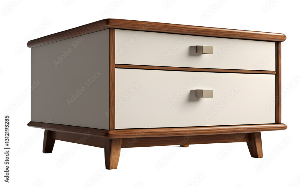 Aufkleber a small wooden bedside table with a single drawer, isolated on a empty plain background