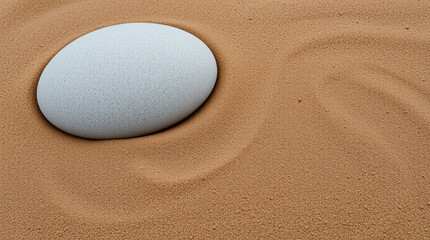 Obraz premium A smooth stone in a Zen garden, symbolizing calm and inner peace – Generative AI