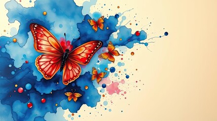 Vibrant Butterflies Watercolor Painting Nature Spring Art Design