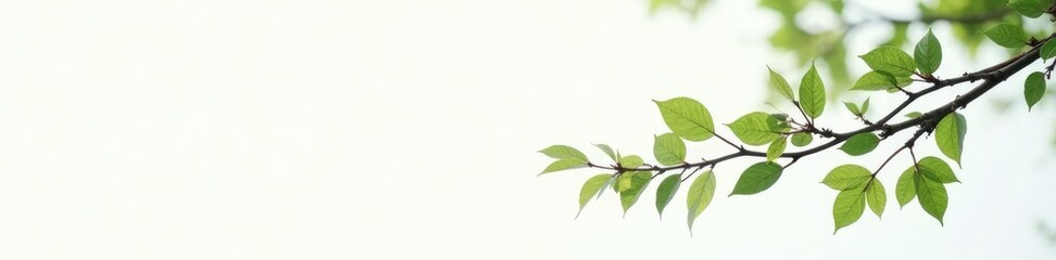 delicate branches with leaves on white background, tree, natural, branches