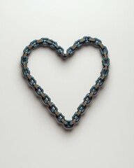 Fototapeta premium Metal Chain Heart Symbol on White Background, Concept of Love, Valentine’s Day, Abstract Romance