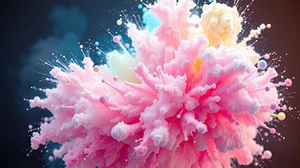 Obraz premium Pastel Color Explosion Abstract Paint Burst Pink Blue Yellow Background