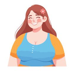 Smiling Woman with Flower Vector Illustration Full of Happiness