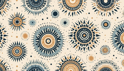 boho artistic seamless vector pattern, bohemian design, eclectic art